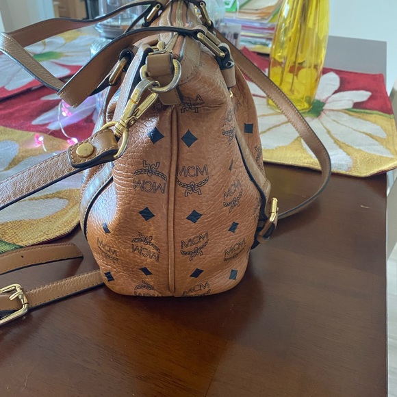 MCM Vintage Cognac Visetos Boston Bag in EUC with shoulder strap $250 - Picture 6 of 12